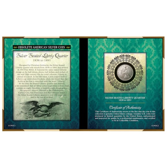 Obsolete American Seated Liberty Silver Quarter Coin with Display By American Coin Treasures | Michaels®